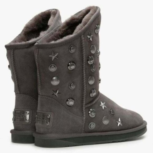 AUSTRALIA LUXE COLLECTIVE sz5/6 "ANGEL" GREY STUDDED DOUBLE-FACED SHEEPSKIN BOOT - Picture 1 of 5